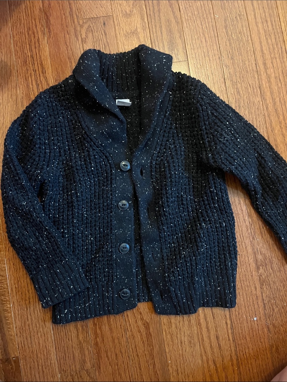 GAP Black Marled Shawl Collar Kids Cardigan